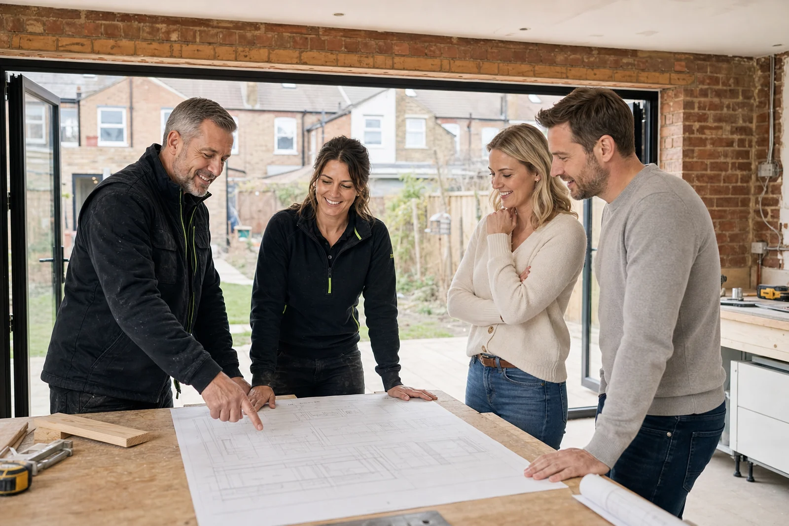 Consulting with a client over drawings